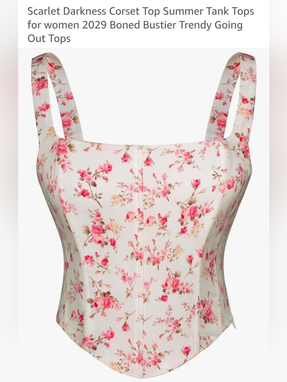 Floral Bustier Camisole in White and Pink